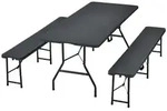 Juskys Bierzeltgarnitur, Schwarz, Kunststoff, 3, Gartenm&ouml;bel, Gartenm&ouml;bel-Sets