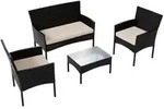 Juskys Gartenset, Schwarz, Creme, Kunststoff, 4, Gartenm&ouml;bel, Gartenm&ouml;bel-Sets
