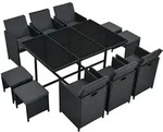 Juskys Gartenm&ouml;belset, Schwarz, Kunststoff, 11, Gartenm&ouml;bel, Gartenm&ouml;bel-Sets