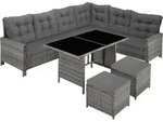 tectake Rattanlounge, Grau, Kunststoff, Organisch, Loungem&ouml;bel, Gartenlounge-Sets