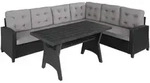 tectake Rattanlounge, Schwarz, Kunststoff, Organisch, Loungem&ouml;bel, Gartenlounge-Sets