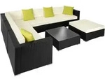 tectake Rattanlounge, Schwarz, Kunststoff, Organisch, Loungem&ouml;bel, Gartenlounge-Sets