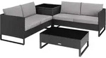 tectake Rattanlounge, Schwarz, Kunststoff, Rechteckig, Loungem&ouml;bel,