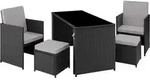 tectake Rattan, Schwarz, Grau, Kunststoff, Rechteckig, Gartenm&ouml;bel,