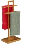 Relaxdays Handtuchhalter, Hellbraun, Holz, 35.5x88x23.5 cm, Badaccessoires,