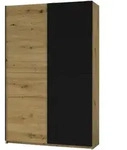 P & B Schwebet&uuml;renschrank, Schwarz, Eiche, Holzwerkstoff, 6 F&auml;cher, 125x195.5x38