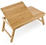Relaxdays Betttablett, Hellbraun, Holz, 33x24x55 cm, Arbeitszimmer, Schreibtische,