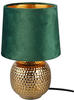 P & B Tischleuchte, Grün, Gold, Textil, Keramik, 16 cm, Lampen & Leuchten,