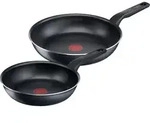 Tefal Pfannenset, Schwarz, Metall, Rund, antihaftbeschichtet, Kochen, Pfannen