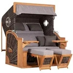 Gardenson Strandkorb, Holz, Teakholz, Uni, 150x165x92 cm, Gartenm&ouml;bel, Strandk&ouml;rbe