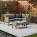 Gardenson Loungegarnitur, Beige, Kunststoff, F&uuml;llung: Schaumstoff, 190x113 cm, Tisch