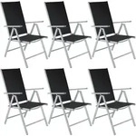 tectake Gartenstuhl, Schwarz, Silber, Metall, 56x105x67 cm, Gartenm&ouml;bel,