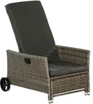 Gardenson Gartenliege, Grau, Metall, Kunststoff, Textil, F&uuml;llung: Schaumstoff,