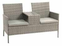 Gardenson 2-Sitzer-Bank, Grau, Metall, Kunststoff, Textil, Füllung: Polyester,