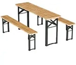 Juskys Bierzeltgarnitur, Braun, Holz, 3, Gartenm&ouml;bel, Gartenm&ouml;bel-Sets