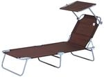 Outsunny Sonnenliege, Braun, Metall, 58x36x187 cm, Gartenm&ouml;bel, Gartenliegen