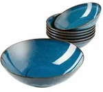 M&auml;ser Salatset Ossia, Blau, Keramik, 7-teilig, rund, 35.5x36.5x31.5 cm,