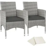 tectake Rattanstuhl, Hellgrau, Creme, Kunststoff, 57x85x59 cm, Gartenm&ouml;bel,