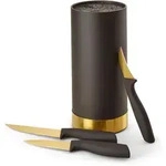 Echtwerk Messerblock, Schwarz, Gold, Kunststoff, 4-teilig, 22 cm, ohne Schlitze,