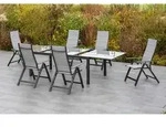 Gardenson Gartentisch, Graphit, Grau, Metall, Glas, rechteckig, eckig, 100x75x180-250