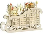 Homcom Adventskalender, Natur, Holz, 10x31x45 cm, Dekoration, Weihnachtsdekoration