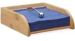 Relaxdays Serviettenhalter, Hellbraun, Holz, Metall, 19x6x19 cm, Kochen,