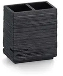 Zeller Present Zahnputzbecher, Schwarz, Stein, Rechteckig, 10.1x11.5x6.3 cm,