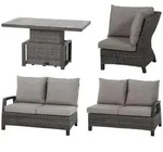 Siena Garden Loungegarnitur, Grau, Metall, Kunststoff, Textil, Keramik, 3-teilig,