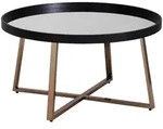 Mid.you Couchtisch, Schwarz, Gold, Glas, rund, X-Form, 78x42.5x78 cm, einfacher