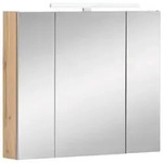 Stylife Spiegelschrank, Eiche, Metall, 6 F&auml;cher, 80x71-75x16 cm, Made in Germany,