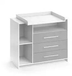 Vicco Wickelkommode, Wei&szlig;, Grau, Holzwerkstoff, 7 F&auml;cher, 3 Schubladen, Rechteckig,