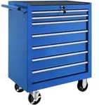 tectake Werkzeugwagen, Blau, Metall, 33x79x69 cm, Freizeit, Heimwerken,