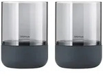 Blomus Windlichtset Calma, Dunkelgrau, Glas, Stein, 9.5 cm, Glaseinsatz, Dekoration,