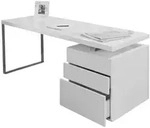 Livetastic Schreibtisch, Wei&szlig; Hochglanz, Holzwerkstoff, 3 Schublade(n) Schubladen,