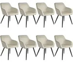 tectake Esszimmerstuhl, Creme, Schwarz, Textil, 58x82x62 cm, Esszimmer, St&uuml;hle,