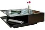 Livetastic Couchtisch, Schwarz Hochglanz, Glas, Holzwerkstoff, 2 Schublade(n)