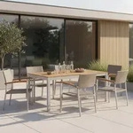 Gardenson Gartentischgruppe Silano, Silber, Akazie, Beige, Holz, Metall, Kunststoff,