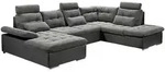 Mid.you Ecksofa, Grau, Schwarz, Kunststoff, Uni, 5-Sitzer, U-Form, 324x218 cm, Made
