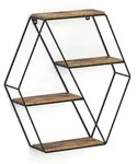 Vicco Wandregal, Alteiche, Holzwerkstoff, 4 F&auml;cher, Rund, 51x52x11 cm,...