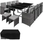 tectake Rattan, Grau, Hellgrau, Kunststoff, Rechteckig, Gartenm&ouml;bel,