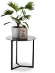 Relaxdays Beistelltisch, Schwarz, Glas, Metall, 50x51x50 cm, Wohnzimmer,