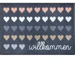 wash+dry FU&szlig;MATTE Willkommen Herzen, Blau, Mehrfarbig, Textil, Herz, rechteckig,