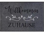 wash+dry Fussmatte, Grau, Schwarz, Textil, Texte, rechteckig, 50x75 cm, Textiles