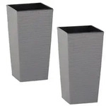 Siena Garden &Uuml;bertopf-Set, Grau, Kunststoff, 2-teilig, quadratisch,quadratisch,