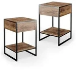 Vicco Nachttisch, Alteiche, Holzwerkstoff, 2 F&auml;cher, 1 Schubladen,