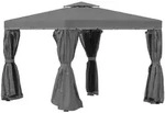 Outsunny Pavillon,, Dunkelgrau, Metall, 2.96x2.65x2.96 cm, Sonnenschutz &