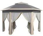 Outsunny Faltpavillon,, Beige, Metall, 405x285x405 cm, Sonnenschutz &...