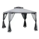 Outsunny Gartenpavillon, Hellgrau, Kunststoff, Metall, 294x265x294 cm, Sonnen- &