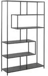 Regal Seaford, Schwarz, Metall, Holzwerkstoff, 6 F&auml;cher, 114x185x35 cm,