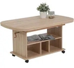 Mid.you Couchtisch, Sonoma Eiche, Holzwerkstoff, Holzoptik, oval, Rollen, Wange,